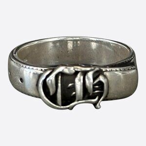 Chrome Hearts Silver Belted CH Logo Ring